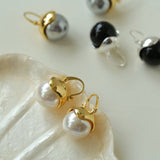 Black Onyx White Pearl Earrings - floysun