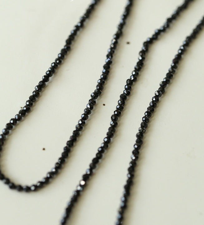 Black Spinel Long Necklace - floysun