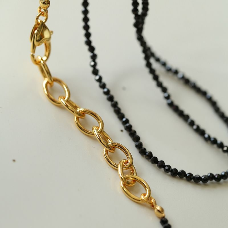 Black Spinel Long Necklace - floysun