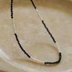 Black Spinel Mini Beaded Pearl Necklace - floysun
