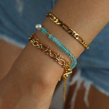 Blue Natural Stone Beaded Freshwater Pearl Bracelet - floysun