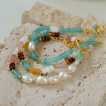 Blue Natural Stone Beaded Freshwater Pearl Bracelet - floysun
