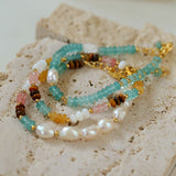 Blue Natural Stone Beaded Freshwater Pearl Bracelet - floysun