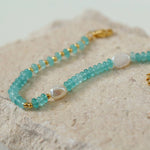 Blue Natural Stone Beaded Freshwater Pearl Bracelet - floysun