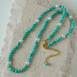 Blue Turquoise Beaded Necklace