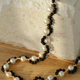 Braided Black Onyx Pearls Necklace - floysun
