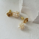 Braided Pearl Ball Earrings