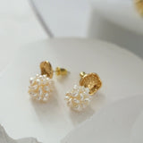 Braided Pearl Ball Earrings