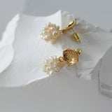 Braided Pearl Ball Earrings