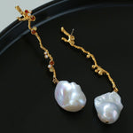 Branch Baroque Pearls Earrings （Type B With diamond） - floysun