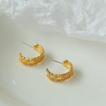 Broken Diamond Gold C-shaped Earrings - floysun