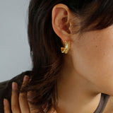 Broken Diamond Gold C-shaped Earrings - floysun