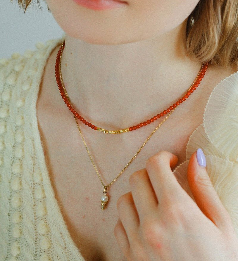 Broken Gold Onyx Stone Beaded Necklaces - floysun