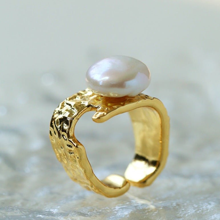 Button Baroque Freshwater Pearl Rings - floysun