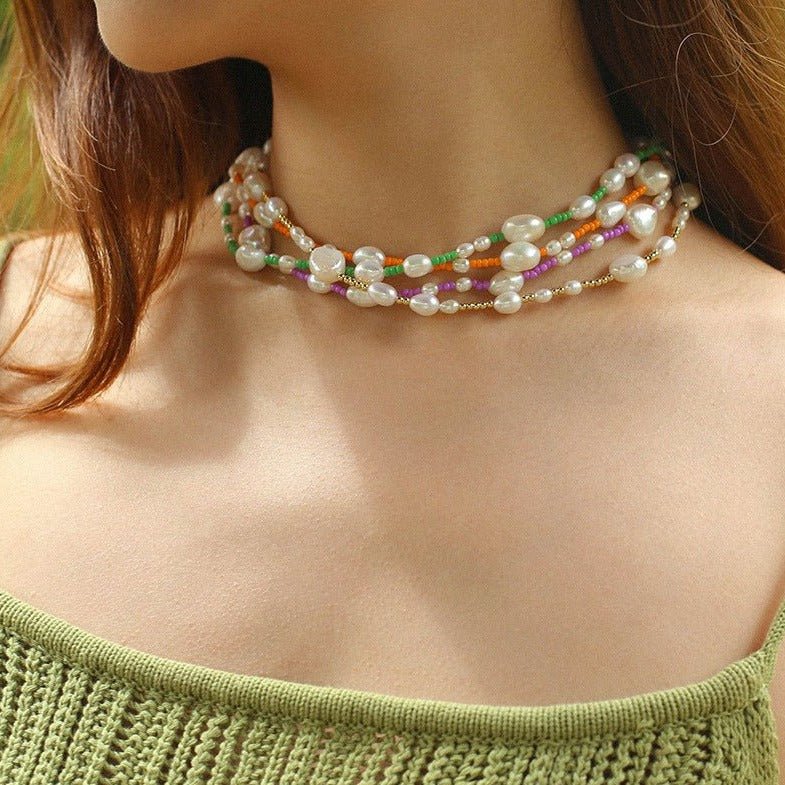 Candy Color Freshwater Baroque Necklace - floysun
