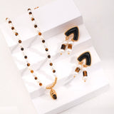 Caramel Chic: Tiger Eye Stone and Pearl Beaded Pendant Necklace - floysun