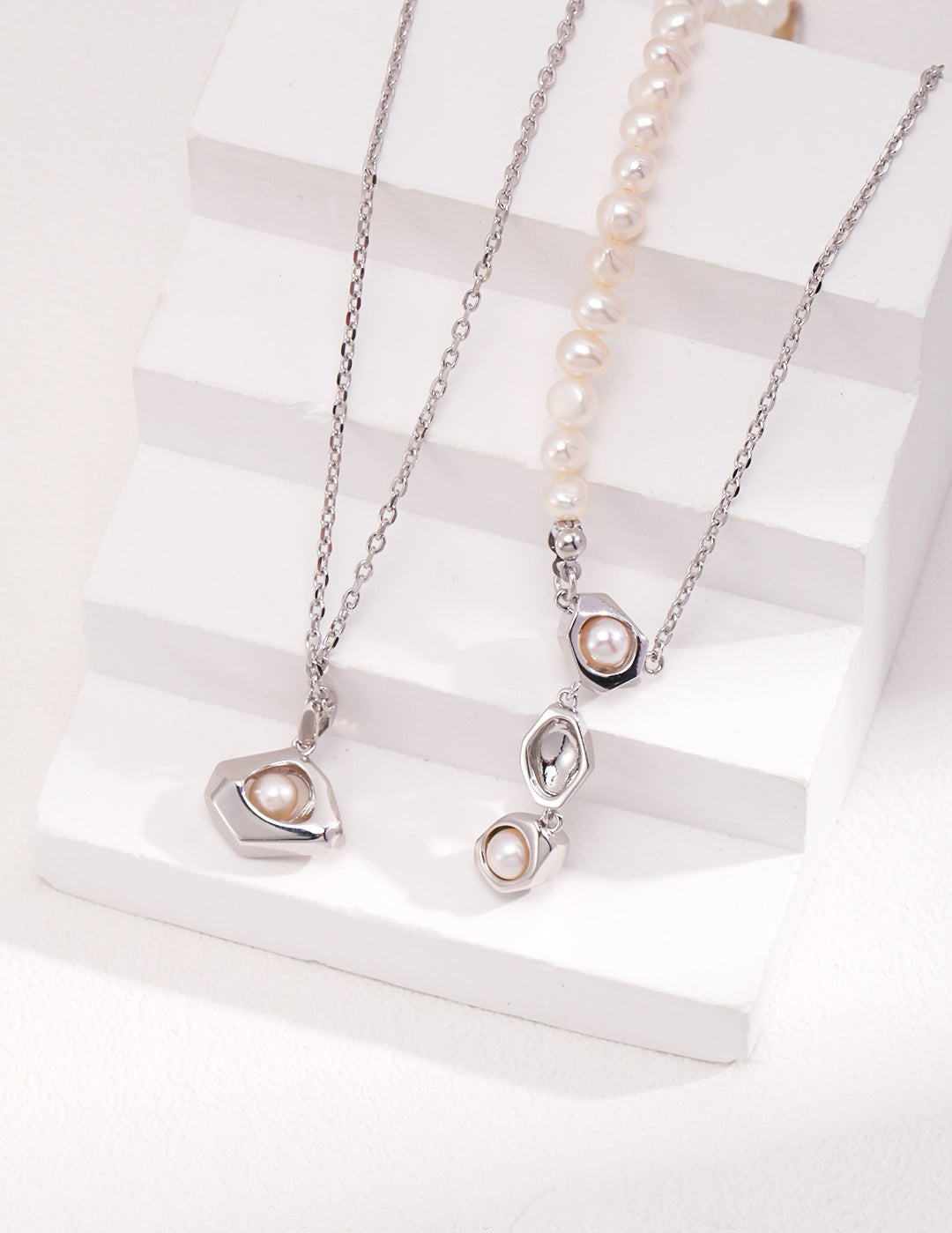 Chain Pearl Patchwork Necklace - floysun