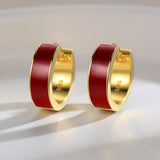 Chinese Red Glaze Earrings Hoops - floysun