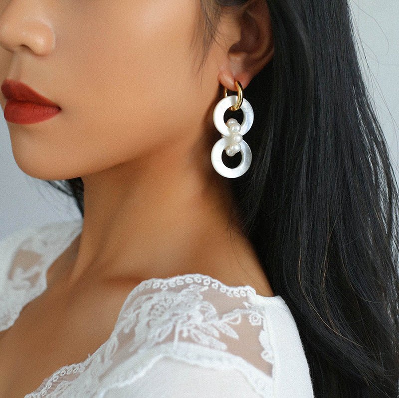 Circle White Shell Earrings - floysun