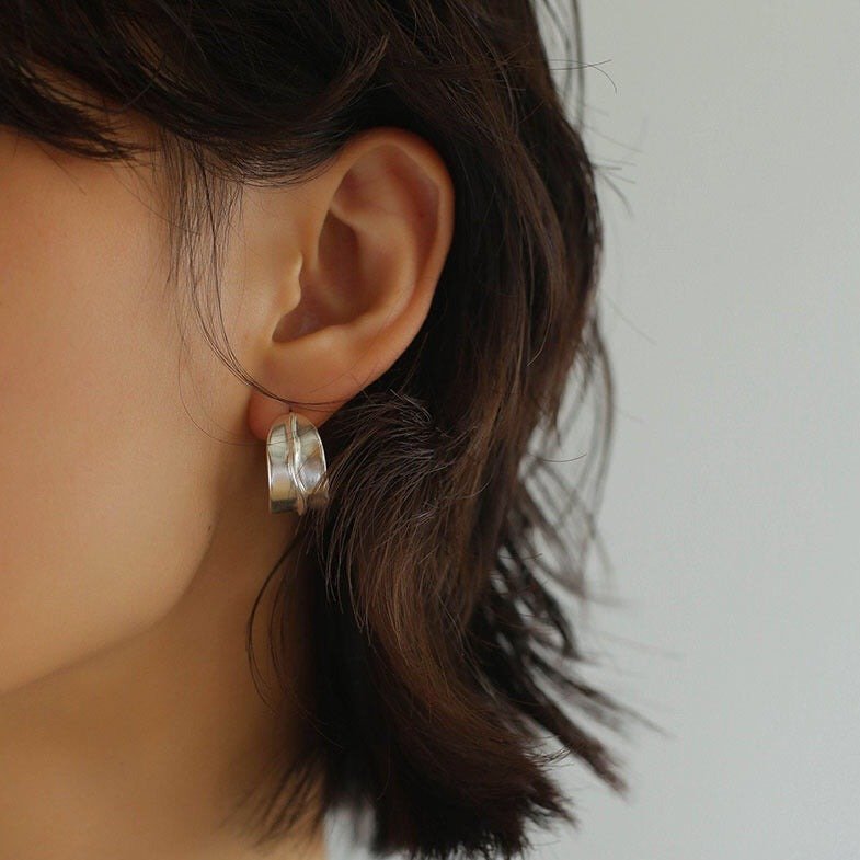 Classic 925 Sterling Silver Handmade C-shaped Earrings - floysun