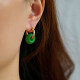 Classic Green Natural Stone Jade Earrings - floysun