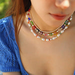Colored Glaze Small Flower Pearl Necklace - floysun
