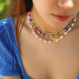 Colored Glaze Small Flower Pearl Necklace - floysun