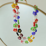 Colored Glaze Small Flower Pearl Necklace - floysun
