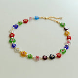 Colored Glaze Small Flower Pearl Necklace - floysun