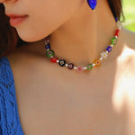 Colored Glaze Small Flower Pearl Necklace - floysun