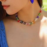 Colored Glaze Small Flower Pearl Necklace - floysun