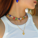 Colored Glaze Small Flower Pearl Necklace - floysun
