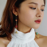 Colored Stone Fringed Earrings