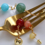 Colored Stone Fringed Earrings