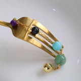 Colored Stone Fringed Earrings