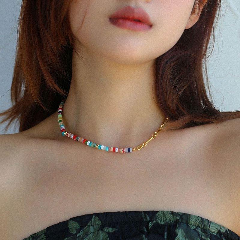 Colorful Beaded Stitching Chain Clavicle Chain