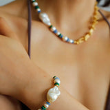 Colorful Beads & Baroque Pearls Twisted Chain Bracelet - floysun