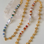Colorful Beads & Baroque Pearls Twisted Chain Necklace - floysun