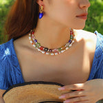 Colorful Beads Baroque Shaped Pearl Necklace - floysun