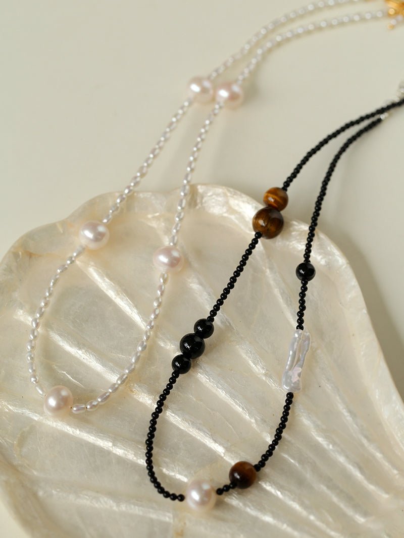 Contrasting Aesthetics Pearl Necklace - floysun