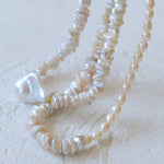 Crushed Baroque Pearl With Baroque Pendant Necklace - floysun