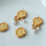 Cupid Angel Stud Portrait Pearl Drop Earrings