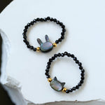 Cute Rabbit Cat Pearl Black Spinel Stretch Ring （Buy One Get One Free） - floysun