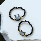 Cute Rabbit Cat Pearl Black Spinel Stretch Ring （Buy One Get One Free） - floysun