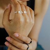 Cute Rabbit Cat Pearl Black Spinel Stretch Ring （Buy One Get One Free） - floysun