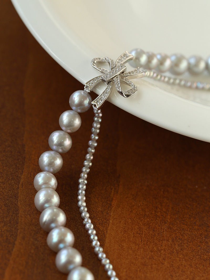 Double-Layer Freshwater Gray Pearl Necklace - floysun