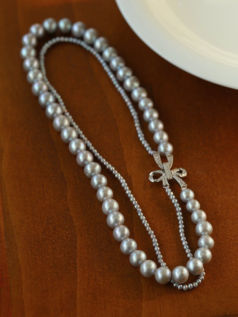 Double-Layer Freshwater Gray Pearl Necklace - floysun