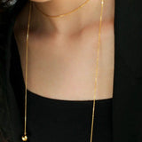 Double Layer Metal Ball Chain Long Necklace - floysun