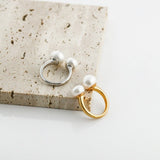 Double Pearl Open Ring - floysun