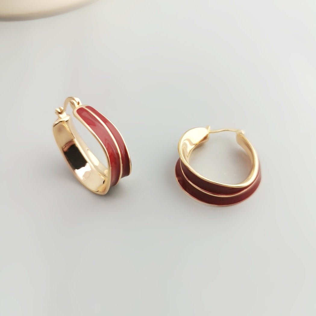 Dripping Glaze Red Earring - Christmas Elegance - floysun